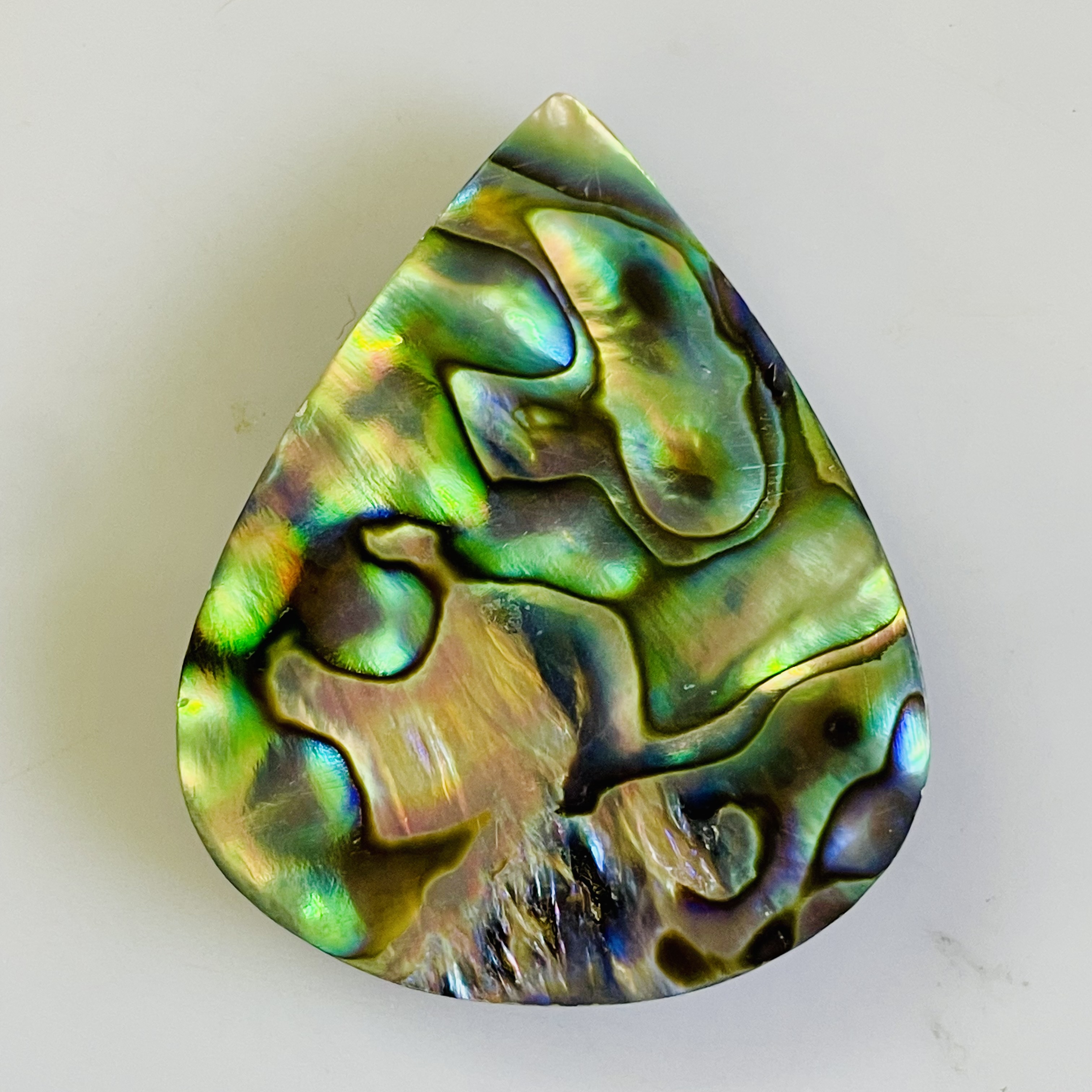 Natural Abalone Shell Loose Cabochons Lot, Mixed Shape Iridescent Green Ocean Shell Gems, Polished Flat Back Bulk Stones for Jewelry Making